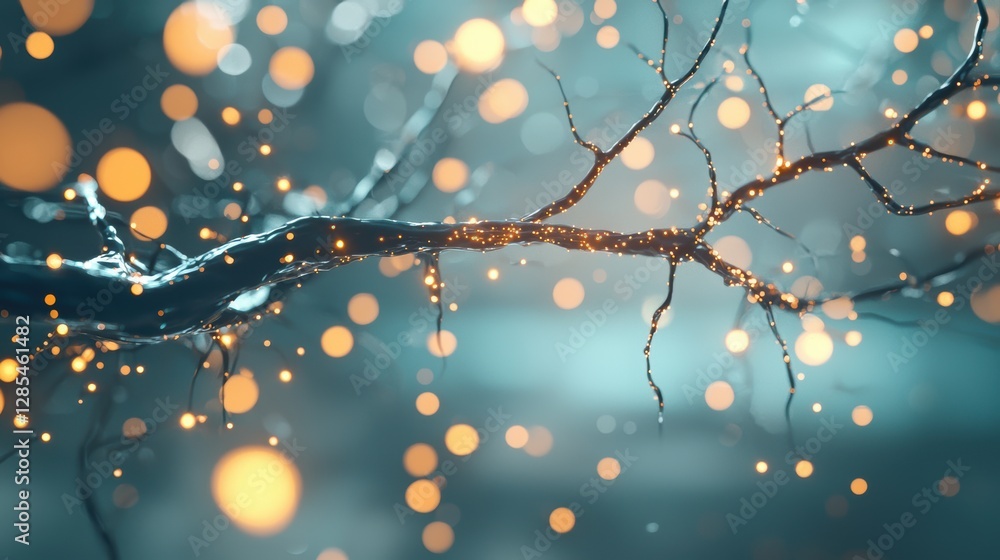 Poster a glowing, interconnected network of artificial neurons forming a brain like structure, representing
