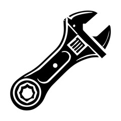 Simple Vector Icon of a Ratchet wrench – Logo Design Illustration