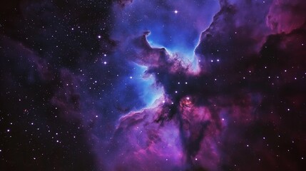Discover the Wonders of the Universe: A Breathtaking Cosmic Nebula in Vivid Purple and Blue, Surrounded by Twinkling Stars and Mesmerizing Patterns of Interstellar Dust and Gas