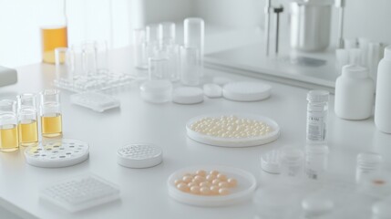 Lipid research in a lab featuring lipid samples on a workbench. Featuring detailed investigation and scientific exploration