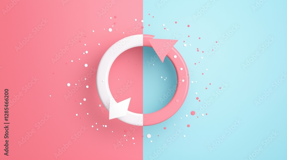 Poster a hand drawn circular arrow with a dotted line, indicating a refresh, reload, or reset action, commo