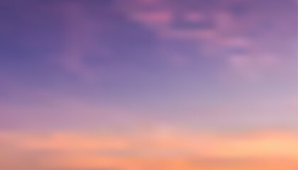 Sunset sky background with orange, purple and gentle waves of clouds, a peaceful and beautiful sky like heaven.