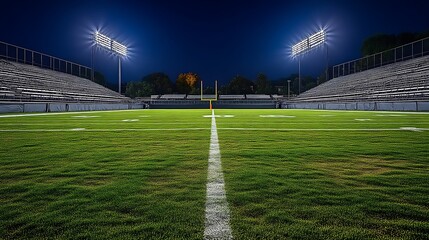 Obraz premium Night Football Field Stadium Illuminated Under Lights