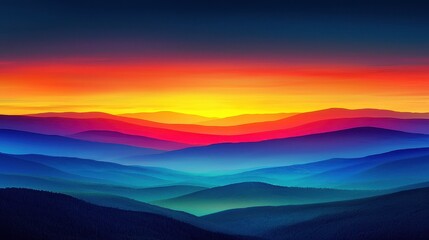 Obraz premium Colorful Mountain Ridges at Sunset with Vivid Sky Gradient Landscape