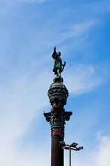 Barcelona Spain - 23 April 2024 - Columbus Monument (Monumento a Colón) at the lower end of La...