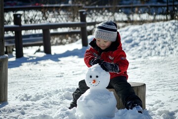 Leisure outdoors for children on sunny winter day. Winter deligh