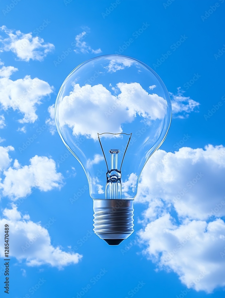 Aufkleber creative image of a light bulb filled with clouds against a bright blue sky symbolizing ideas : gene