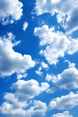 Fototapeta premium Vibrant Sky Full of White Fluffy Clouds Under a Bright Blue Background : Generative AI