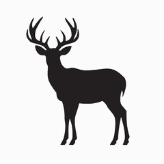 Obraz premium Majestic Deer Silhouette on White Background