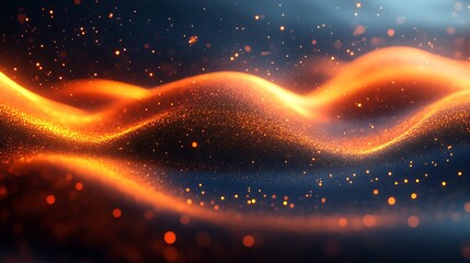 Obraz premium Abstract Orange And Blue Glowing Particle Wave