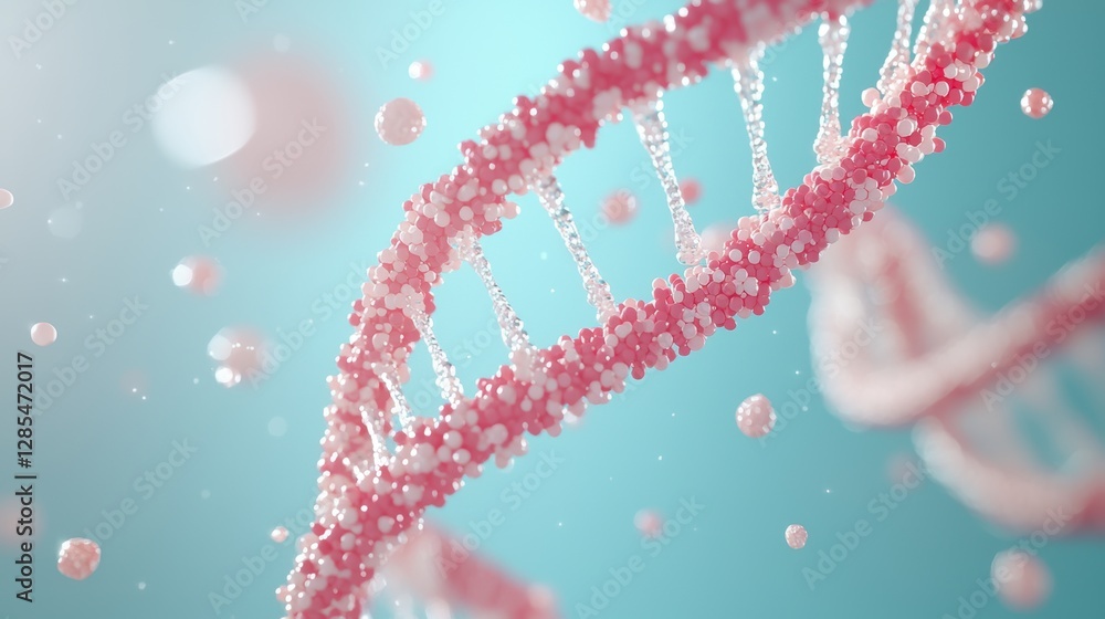 Poster an abstract representation of data forming the building blocks of a dna strand, suggesting the use o
