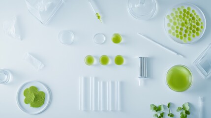 Lipid research in a lab with a researcher isolating lipids from algae. Featuring investigation and sustainability