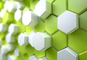 Abstract Green and White Hexagon Pattern