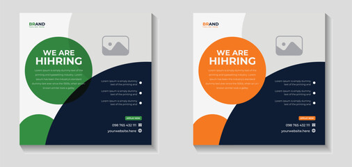 Modern and creative hiring square banner template design for social media post, We are hiring job vacancy social media post banner design template