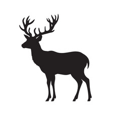 Fototapeta premium Majestic Deer Silhouette on White Background