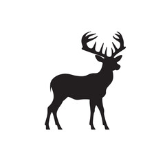 Obraz premium Majestic Deer Silhouette on White Background