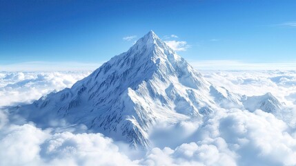 Mountain Top with Serene Clouds on Crystal-Clear Blue Sky