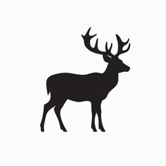 Majestic Deer Silhouette on White Background