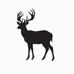 Obraz premium Majestic Deer Silhouette on White Background