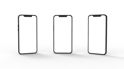 Mobile Phone Template Mockup. 3D Illustration.