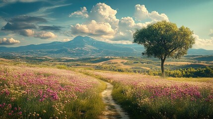 Elegant Mediterranean Spring Landscape 