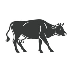 Obraz premium Silhouette of a Black Cow Standing Sideways