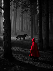 Dark fairy tale Little Red Riding Hood