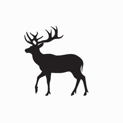 Obraz premium Majestic Deer Silhouette on White Background