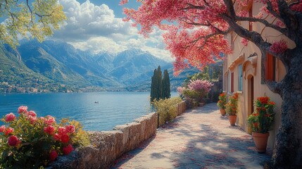 Elegant Mediterranean Spring Landscape 