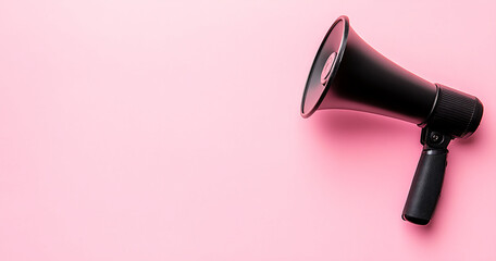 Black Megaphone on Pink Background