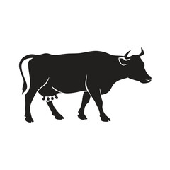 Silhouette of a Black Cow Standing Sideways