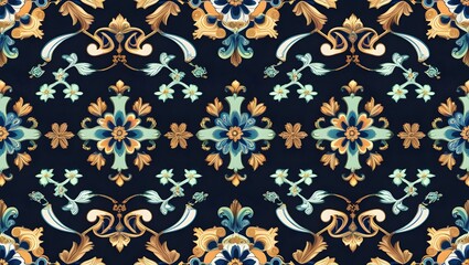 Byzantine Elegance with a Symmetrical Floral and Scrollwork Pattern