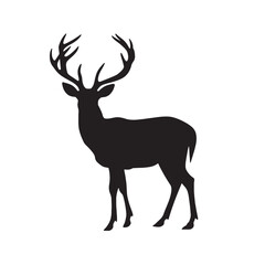 Fototapeta premium Majestic Deer Silhouette on White Background