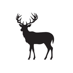 Majestic Deer Silhouette on White Background