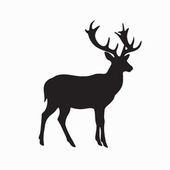 Obraz premium Majestic Deer Silhouette on White Background