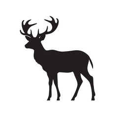 Obraz premium Majestic Deer Silhouette on White Background