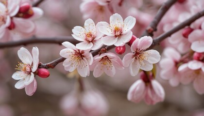 Close up beautiful cherry blossom tree in full bloom during spring