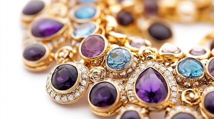 Exquisite Jewelry Featuring Colorful Gemstones and Intricate Design : Generative AI