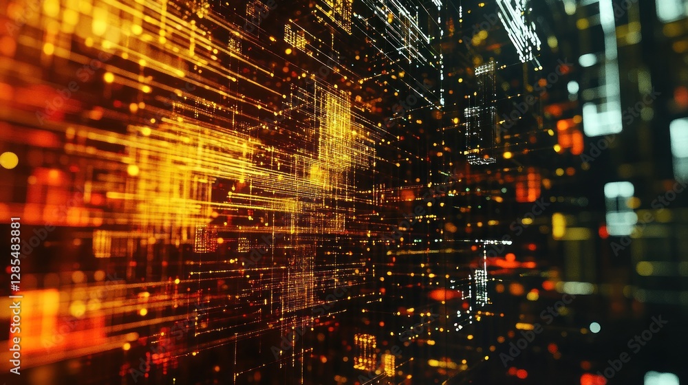 Poster abstract digital background with glowing data streams