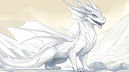 Majestic White Dragon Amidst Mountain Peaks