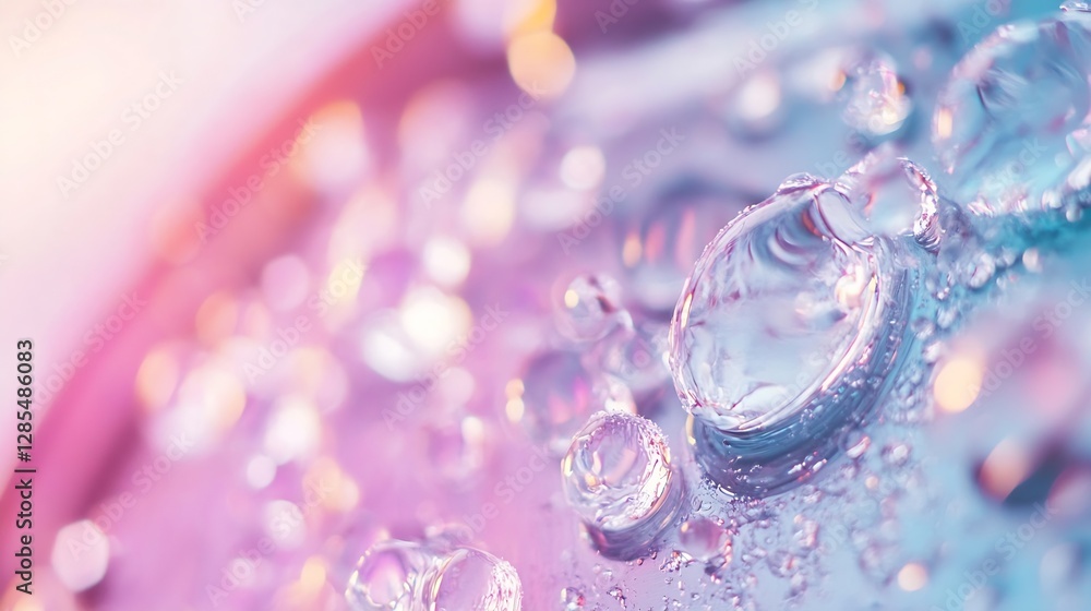 Poster vibrant macro shot of water droplets on a colorful background showcasing textures and beauty : gener