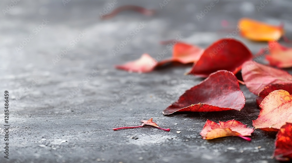 Aufkleber autumn leaves scattered on a textured surface creating a moody and seasonal atmosphere for design pr