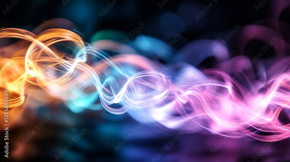 Poster Vibrant Colorful Light Waves in Abstract Motion for Background Design : Generative AI