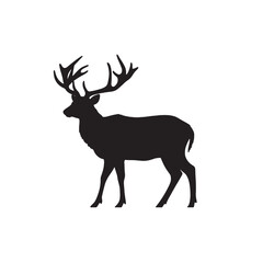White Background Highlighting Deer Silhouette