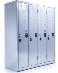 Metal lockers in modern workplace environment.