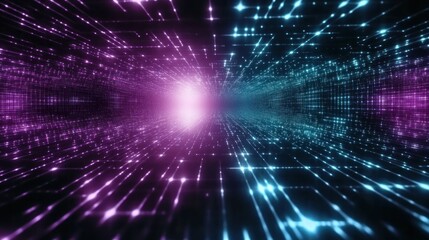 Obraz premium Vibrant Digital Tunnel with Light Effects and Depth