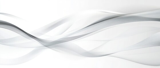 Abstract composition of flowing, translucent waves in soft white tones, creating a serene and calming atmosphere