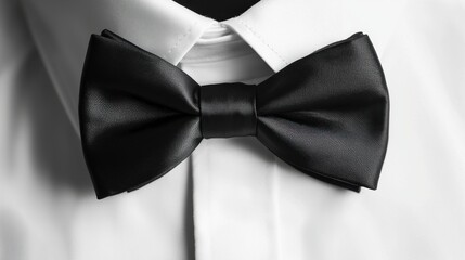 Elegant Black Bow Tie on Crisp White Shirt for Formal Attire