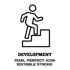 Development symbol, featuring an editable stroke outline icon isolated on white background flat vector illustration. Pixel perfect