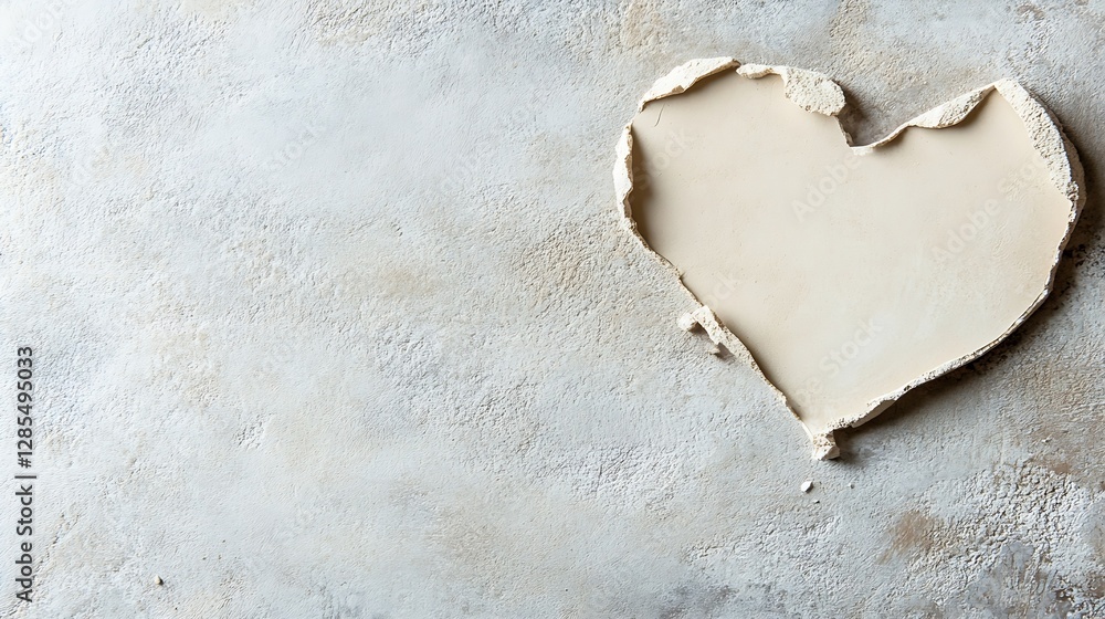 Poster Artistic Heart Shape Created from Cracked Plaster on a Textured Background : Generative AI